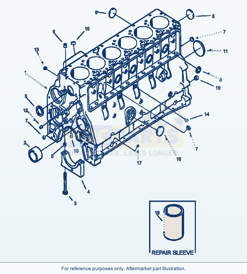 Komatsu WA180-3L Cylinder Block parts diagram