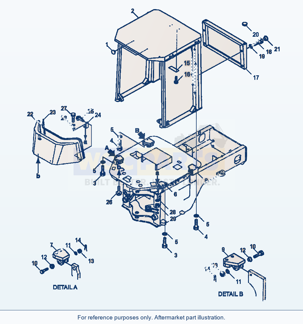 Komatsu WA180-3L Rops Canopy - Assembly And Mounting parts diagram