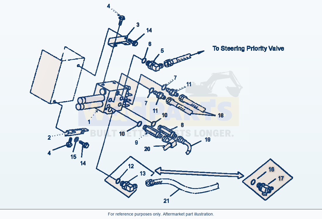 Komatsu WA180-3MC Hydraulic Piping - Two-Spool Control Valve parts diagram