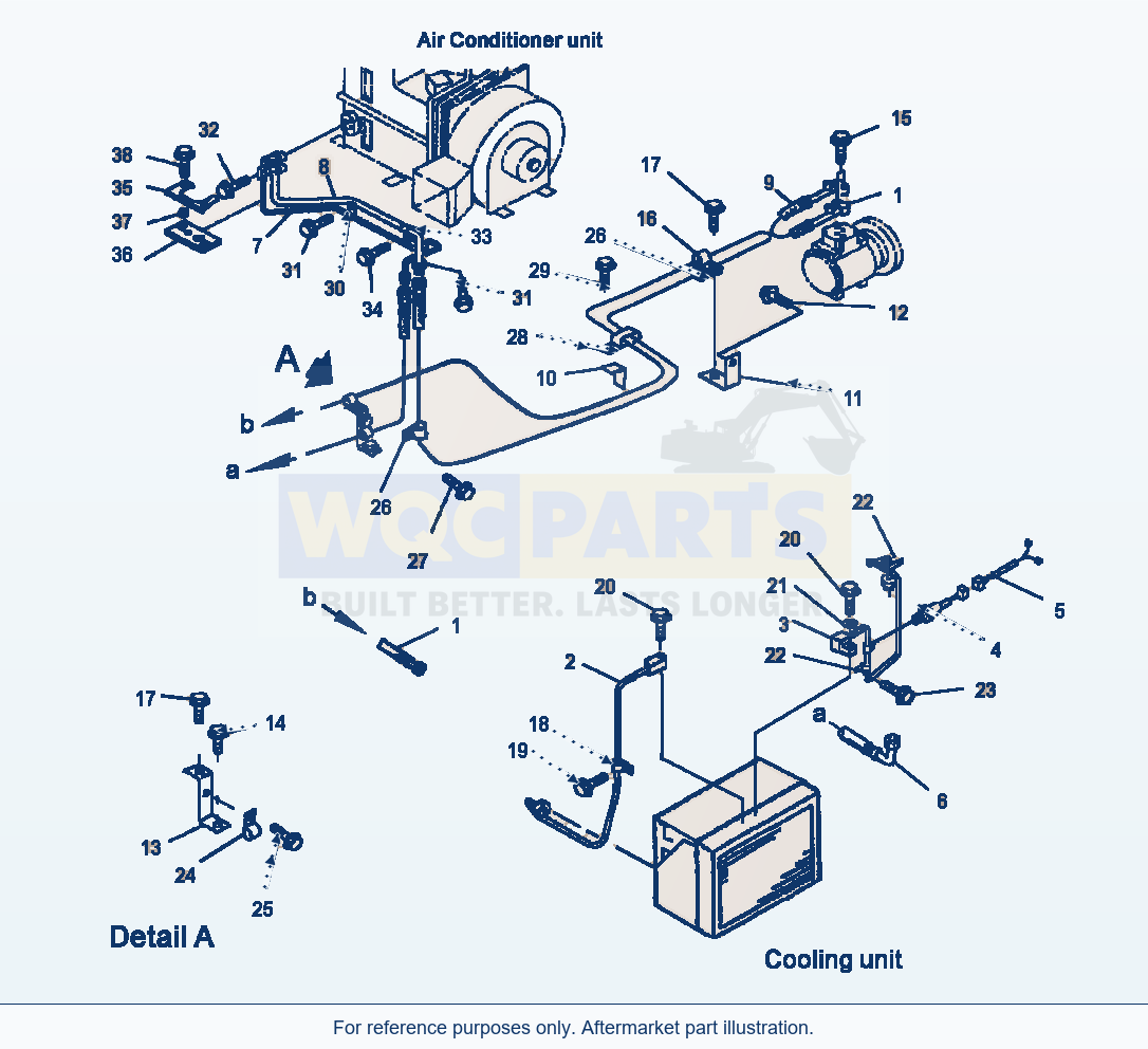 Komatsu WA180-3MC Air Conditioner - Air Compressor Piping parts diagram