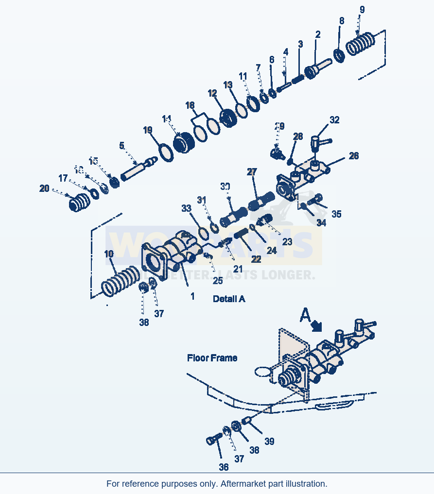 Komatsu WA180-3MC Brake Control - Brake Master Cylinder parts diagram
