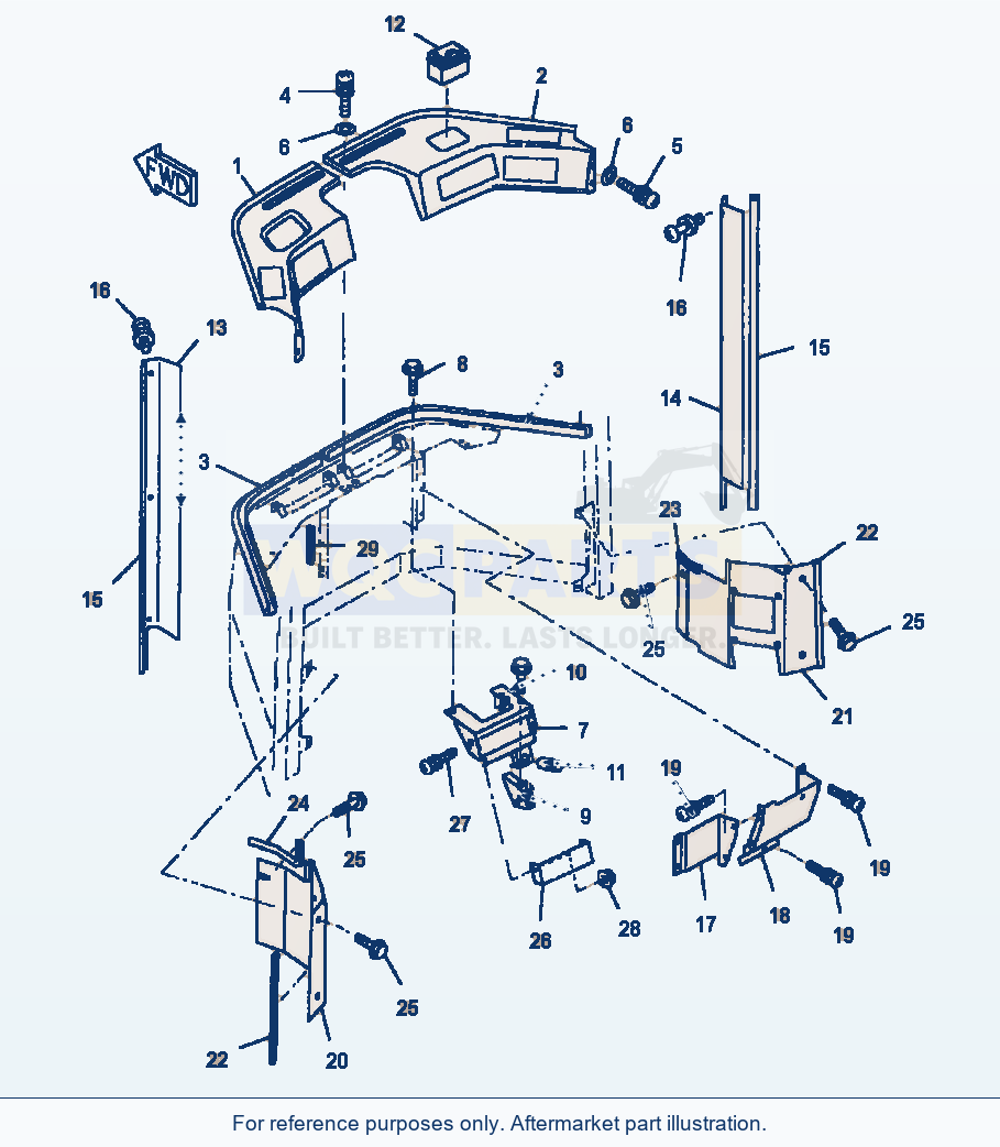 Komatsu WA180-3MC Operator'S Cab - Front Interior Trim parts diagram