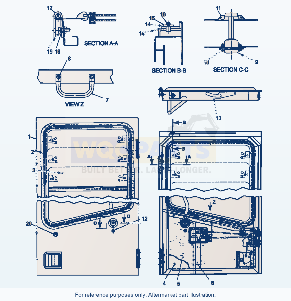Komatsu WA180-3MC Operator'S Cab - L.H. Door Assembly parts diagram