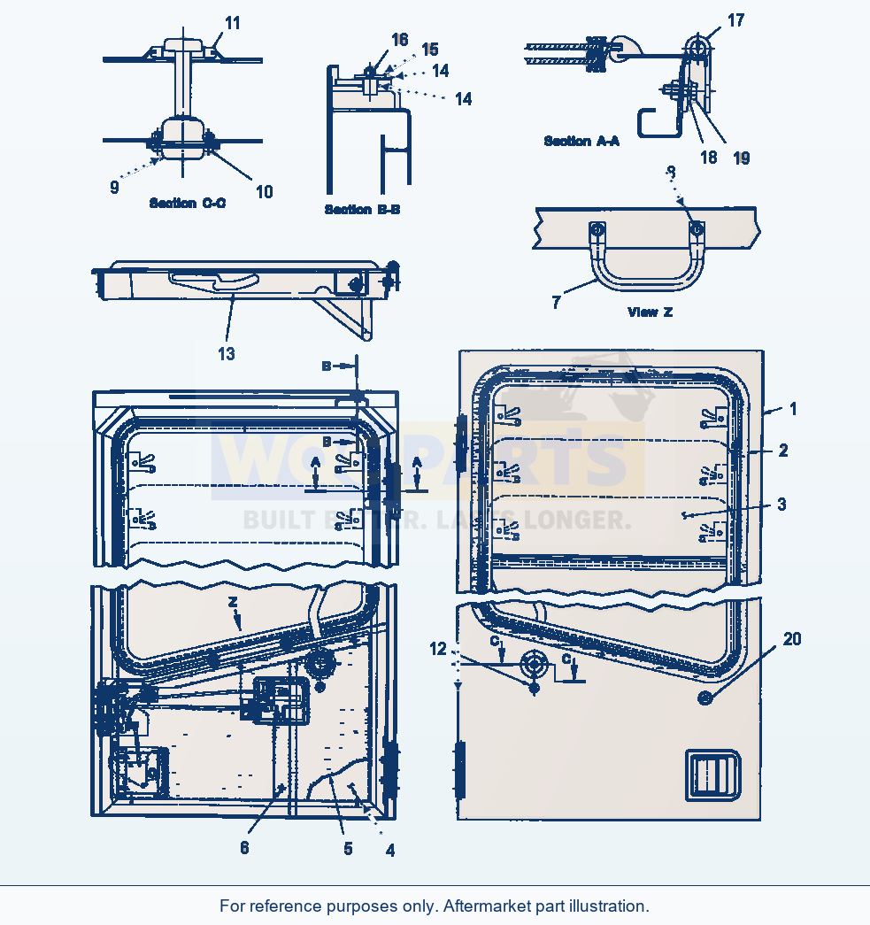 Komatsu WA180-3MC Operator'S Cab - R.H. Door Assembly parts diagram