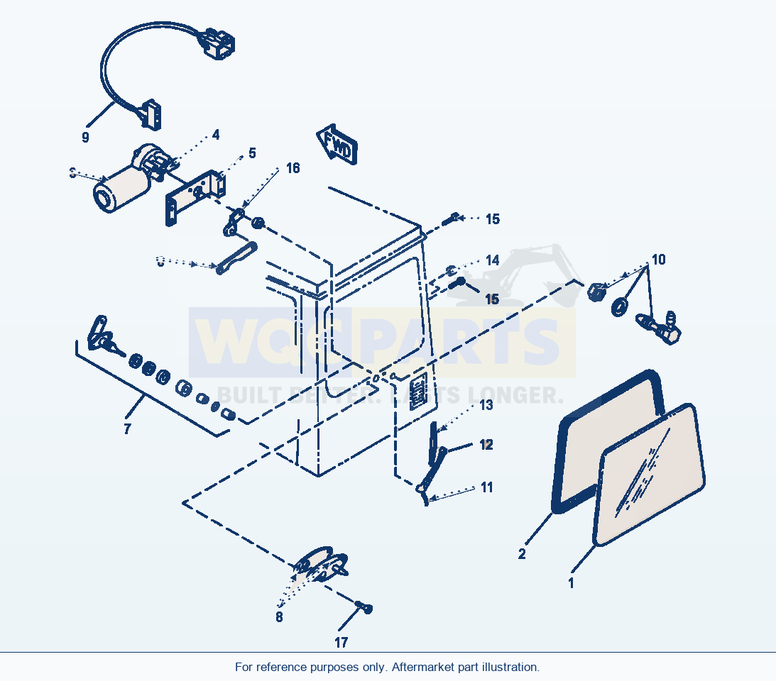 Komatsu WA180-3MC Operator'S Cab - Rear Glass And Rear Wiper parts diagram