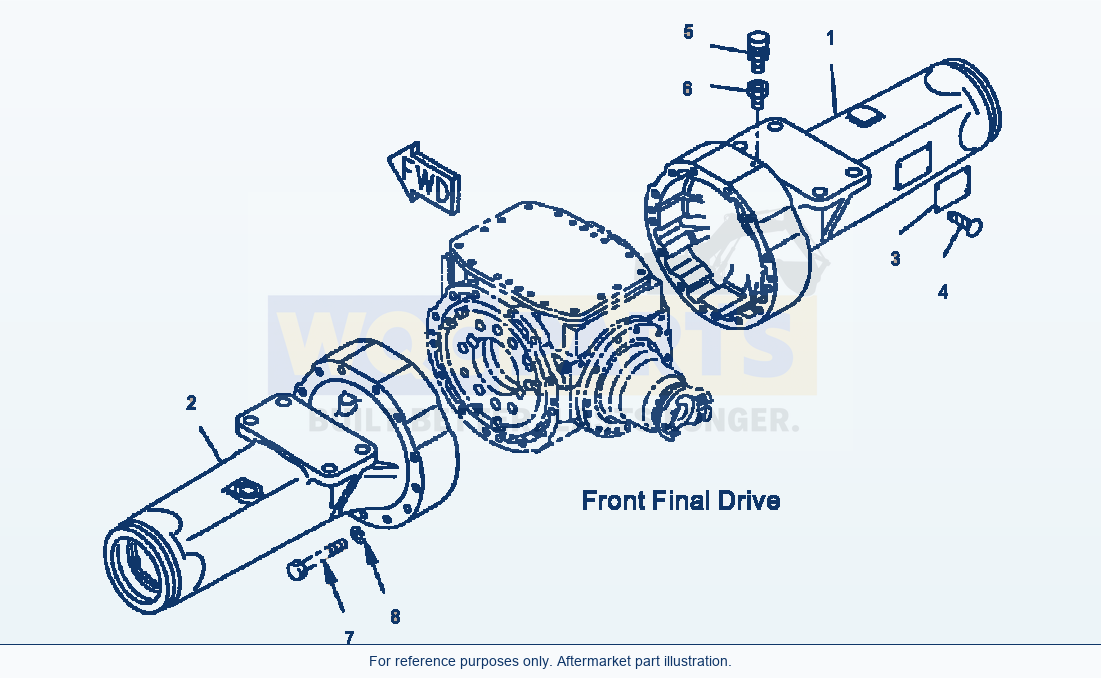 Komatsu WA180-3MC Front Axle - Housing parts diagram