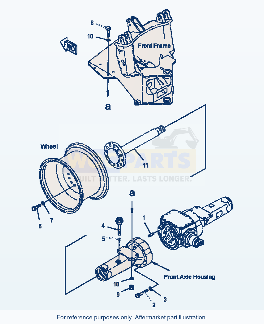 Komatsu WA180-3MC Front Axle - Mounting parts diagram