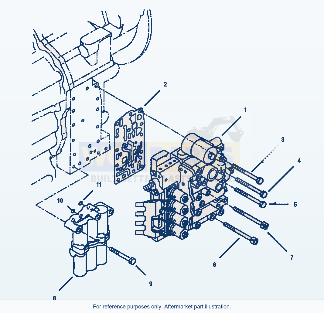 Komatsu WA180-3MC Transmission Control Valve - Mounting parts diagram