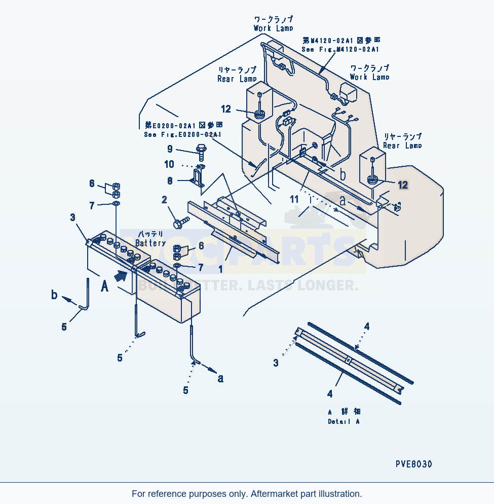 Komatsu WA180L-3 Battery Box (Bracket) parts diagram