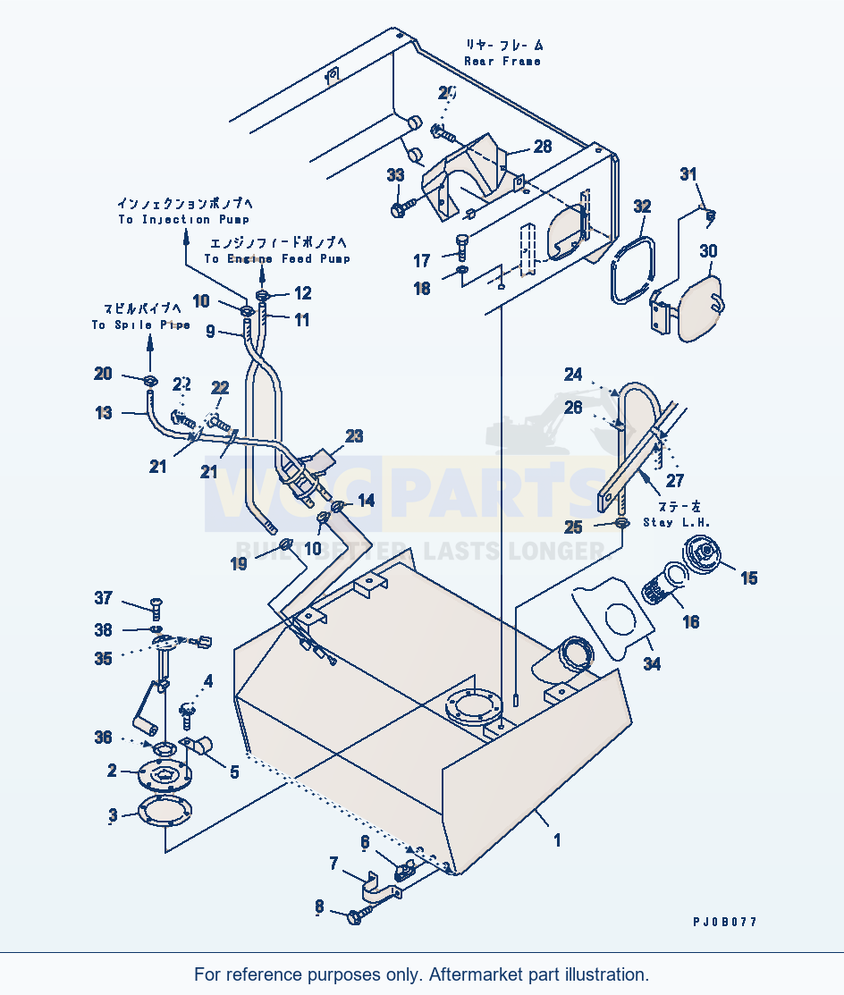 Komatsu WA180L-3 Fuel Tank parts diagram