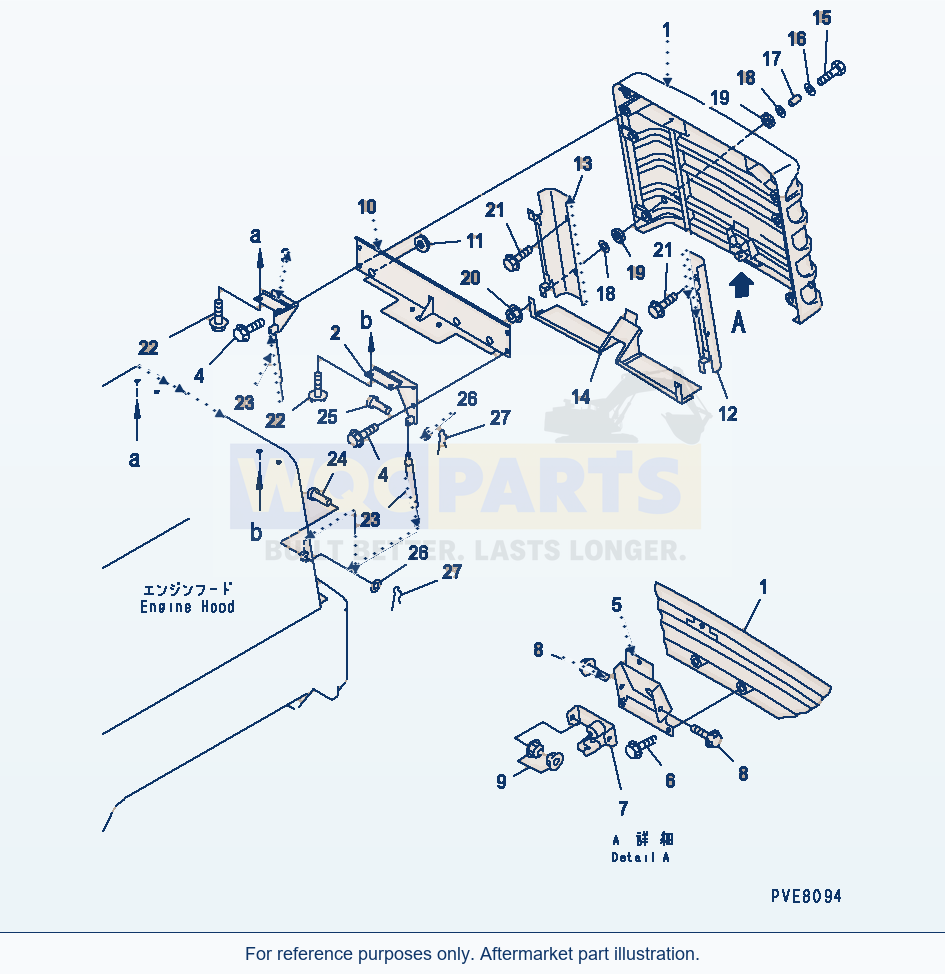Komatsu WA180L-3 Radiator Guard (Grille And Cover) parts diagram