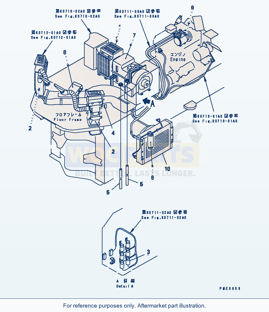 Komatsu WA180L-3 Air Conditioner parts diagram