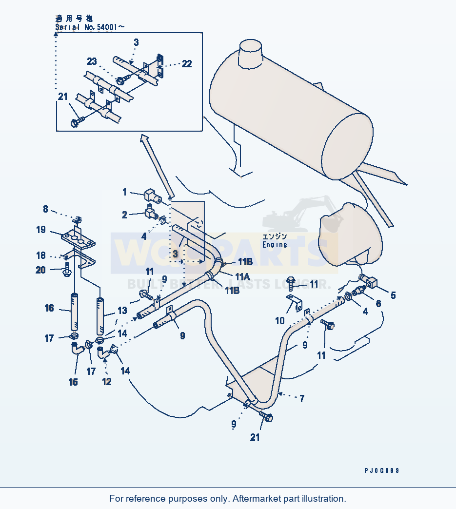 Komatsu WA180L-3 Heater Piping parts diagram