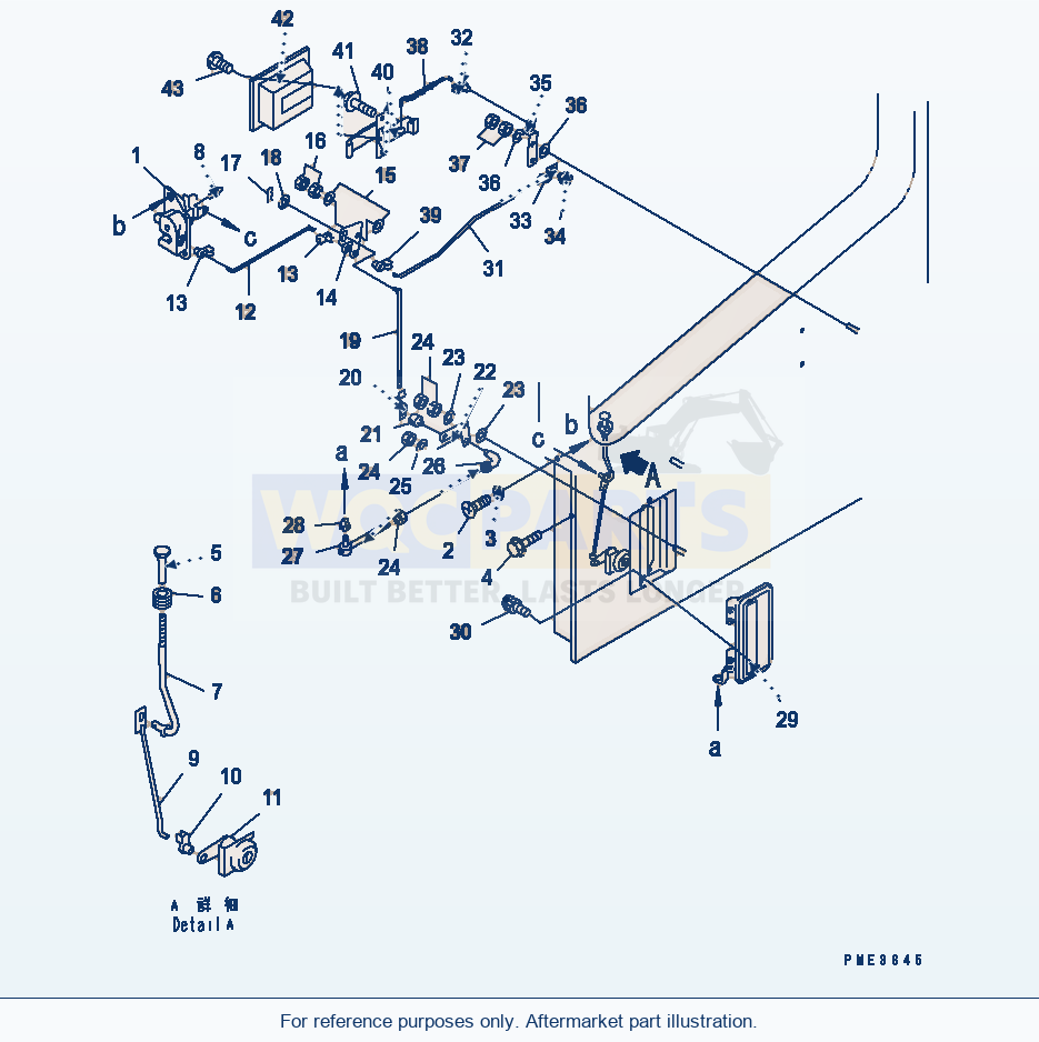 Komatsu WA180L-3 Rops Cab (Door Lock, L.H.) parts diagram
