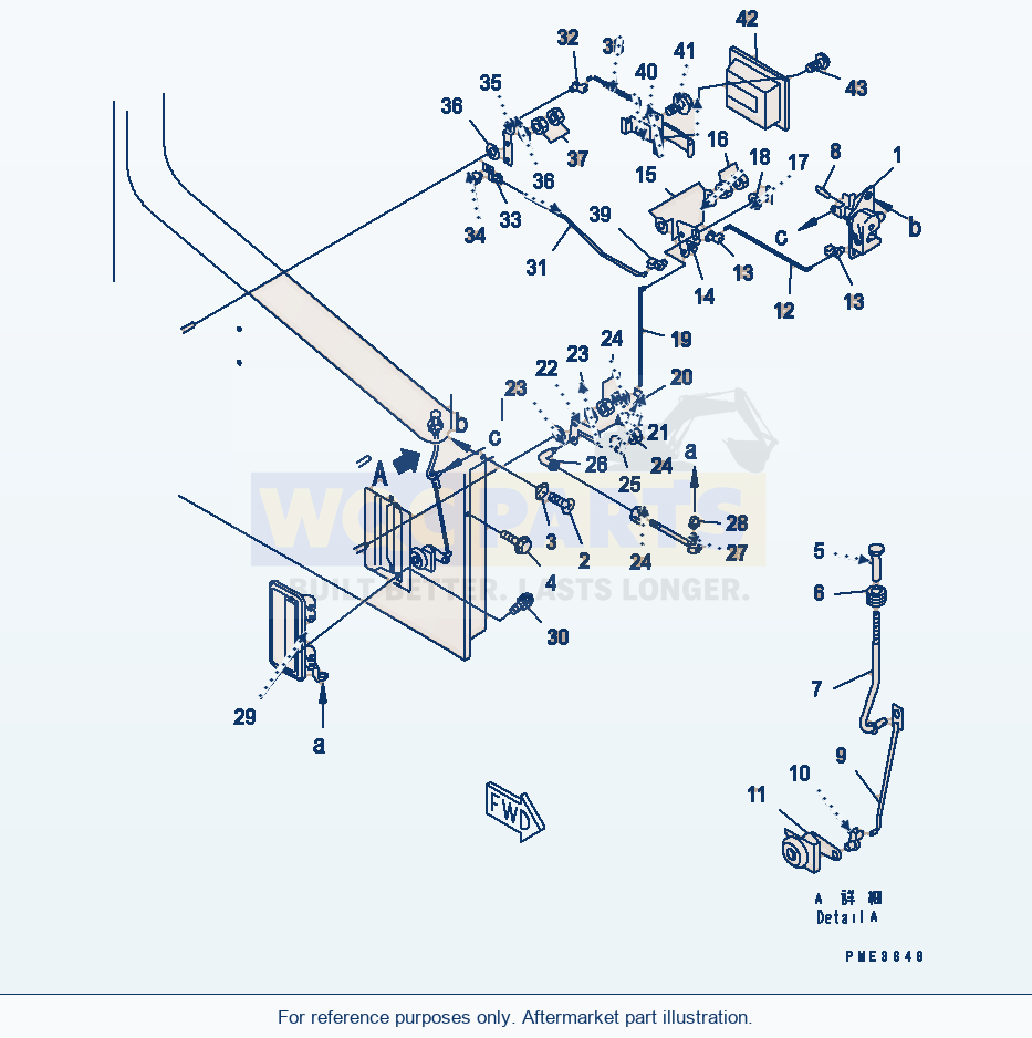 Komatsu WA180L-3 Rops Cab (Door Lock, R.H.) parts diagram