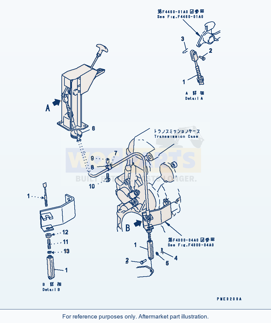 Komatsu WA180L-3 Parking Brake Control Parts (Linkage) parts diagram