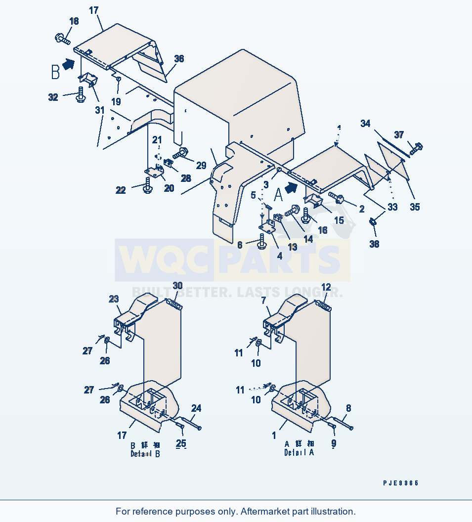 Komatsu WA180PT-3 Full Fender (Rear) parts diagram