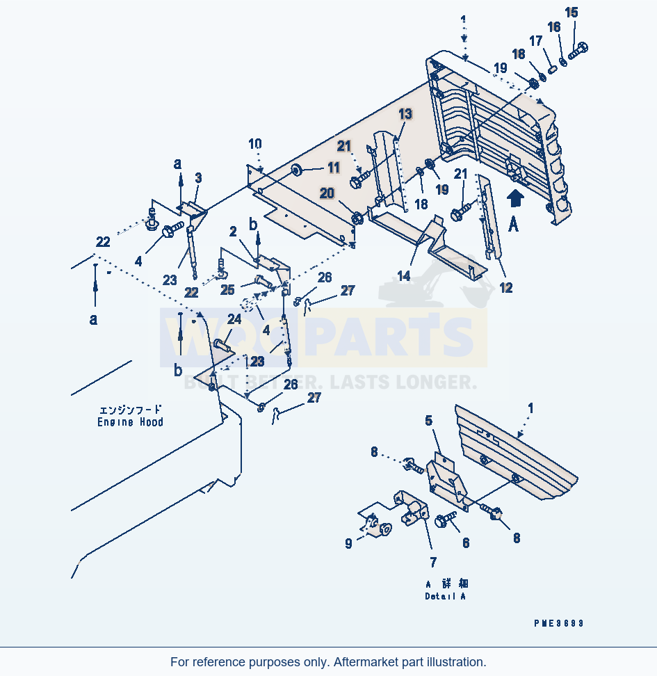 Komatsu WA180PT-3 Radiator Guard (Grille And Cover) parts diagram