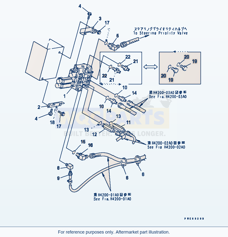 Komatsu WA180PT-3 Hydraulic Main Valve (With 3-Spool Valve) parts diagram