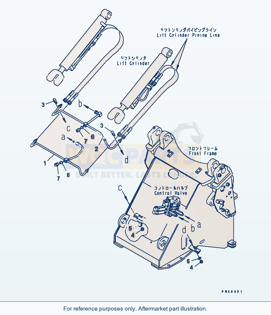 Komatsu WA180PT-3 Hydraulic Piping (Lift Cylinder Line) parts diagram