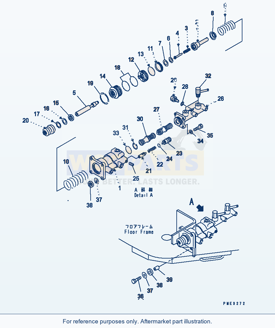 Komatsu WA180PT-3 Brake Control (Brake Master Cylinder) parts diagram