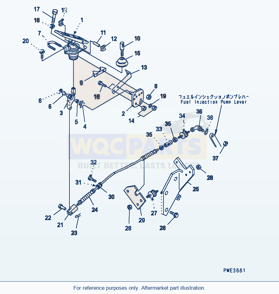 Komatsu WA180PT-3 Engine Control parts diagram