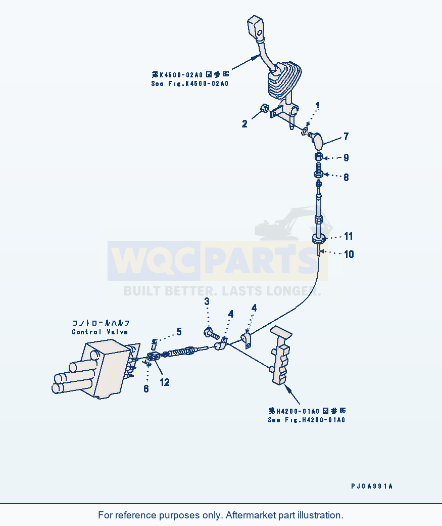 Komatsu WA180PT-3 Loader Control (Attachment Control Linkage) parts diagram