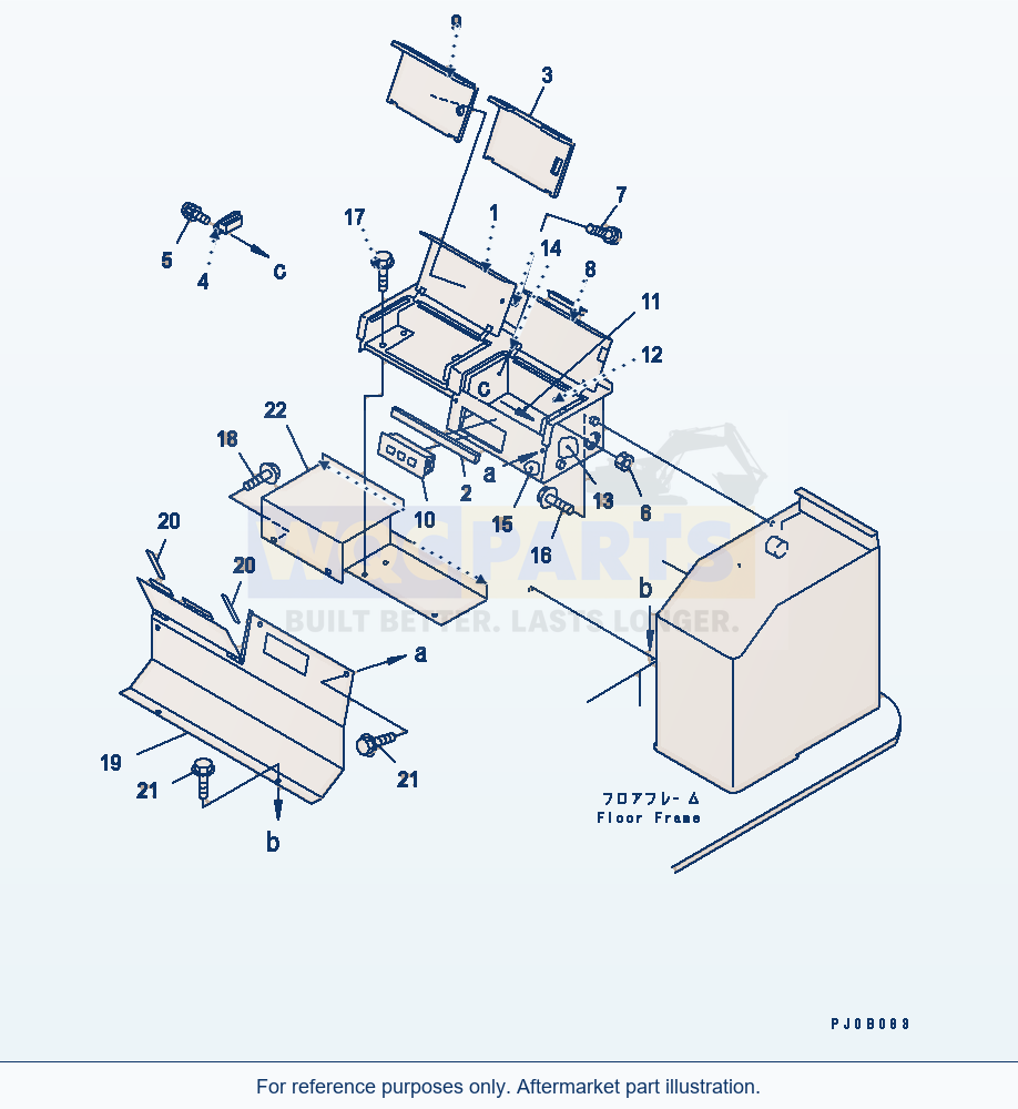 Komatsu WA180PT-3 Rear Console Box (With Air Conditioner) parts diagram