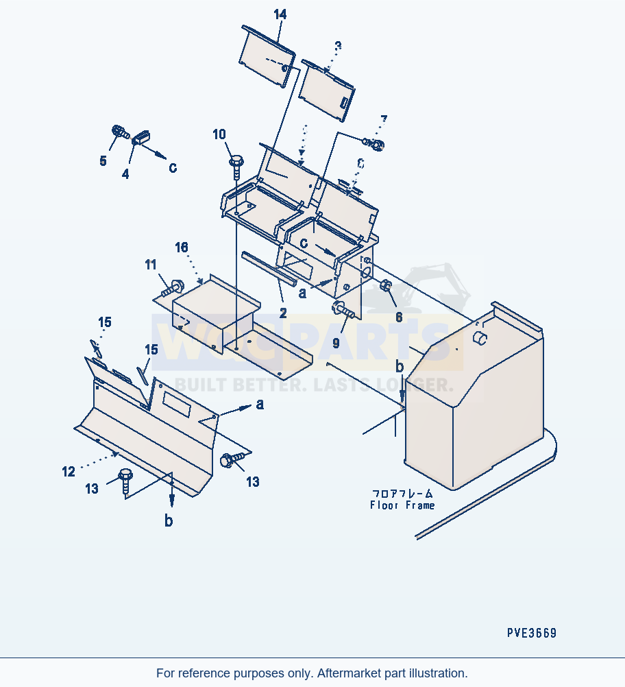 Komatsu WA180PT-3 Rear Console Box (With Cab Heater) parts diagram