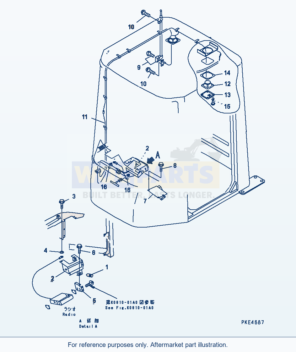 Komatsu WA180PT-3 Rops Cab (Antenna And Cover)(#50001-51000) parts diagram