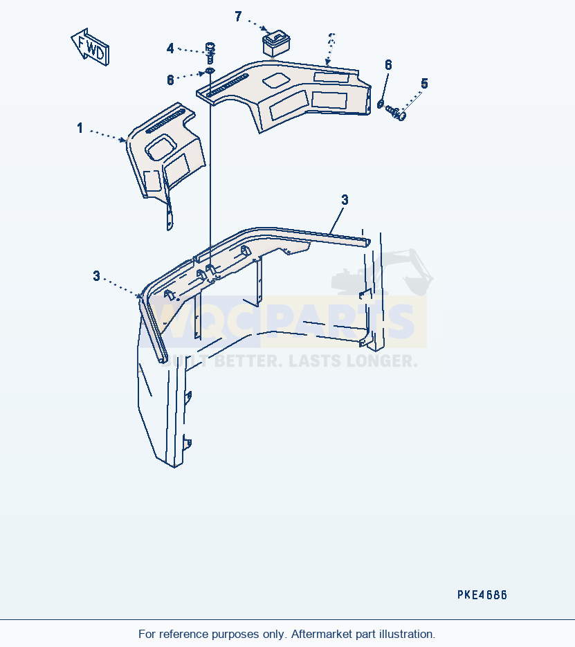 Komatsu WA180PT-3 Rops Cab (Front Interior Trim)(#51001-) parts diagram