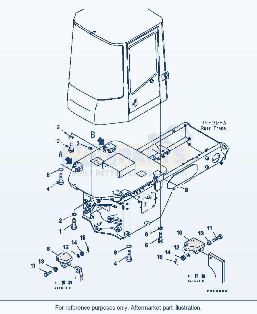Komatsu WA180PT-3 Rops Cab (Mounting Parts) parts diagram