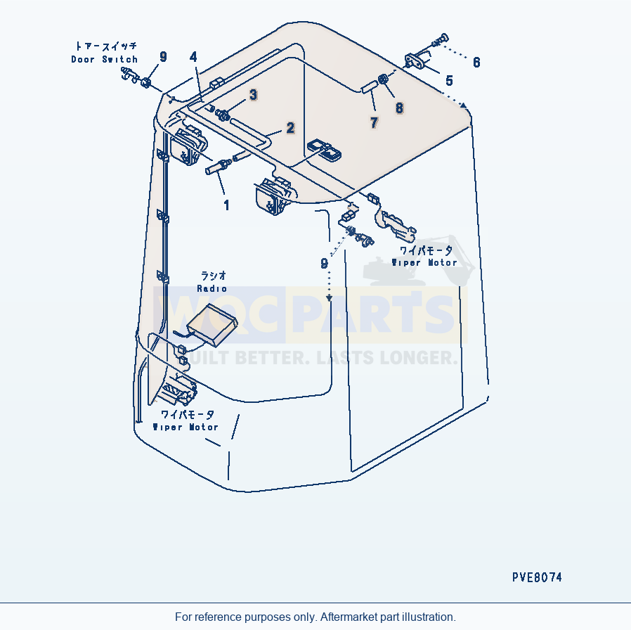 Komatsu WA180PT-3 Rops Cab (Washer) parts diagram