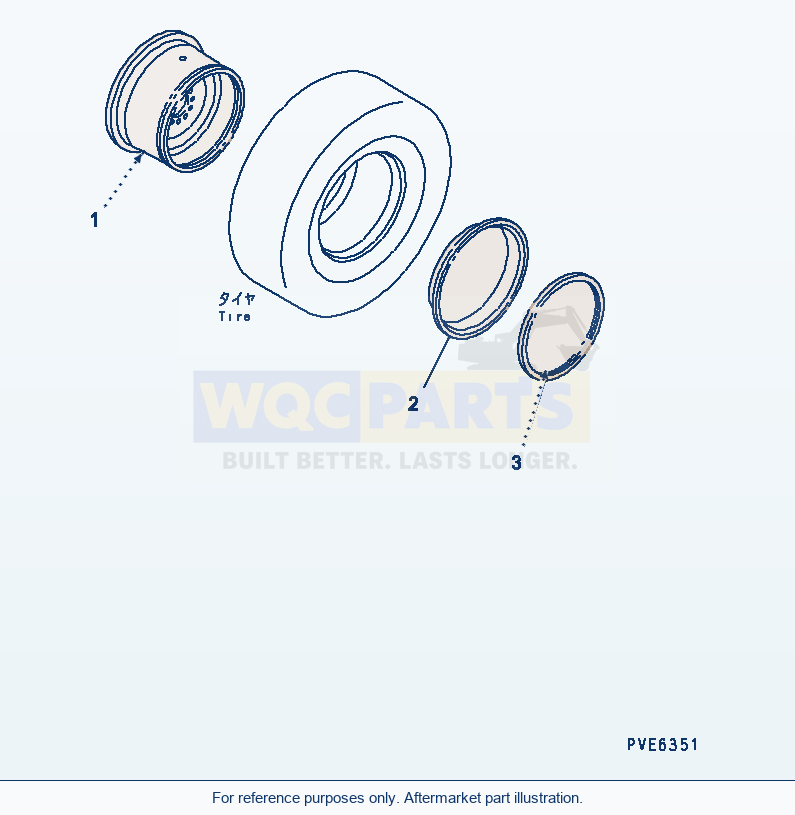Komatsu WA180PT-3 Rim (For 17.5-25 Tubeless Tire) parts diagram
