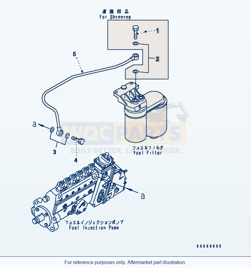 Komatsu WA180PT-3MC Fuel Filter Piping parts diagram