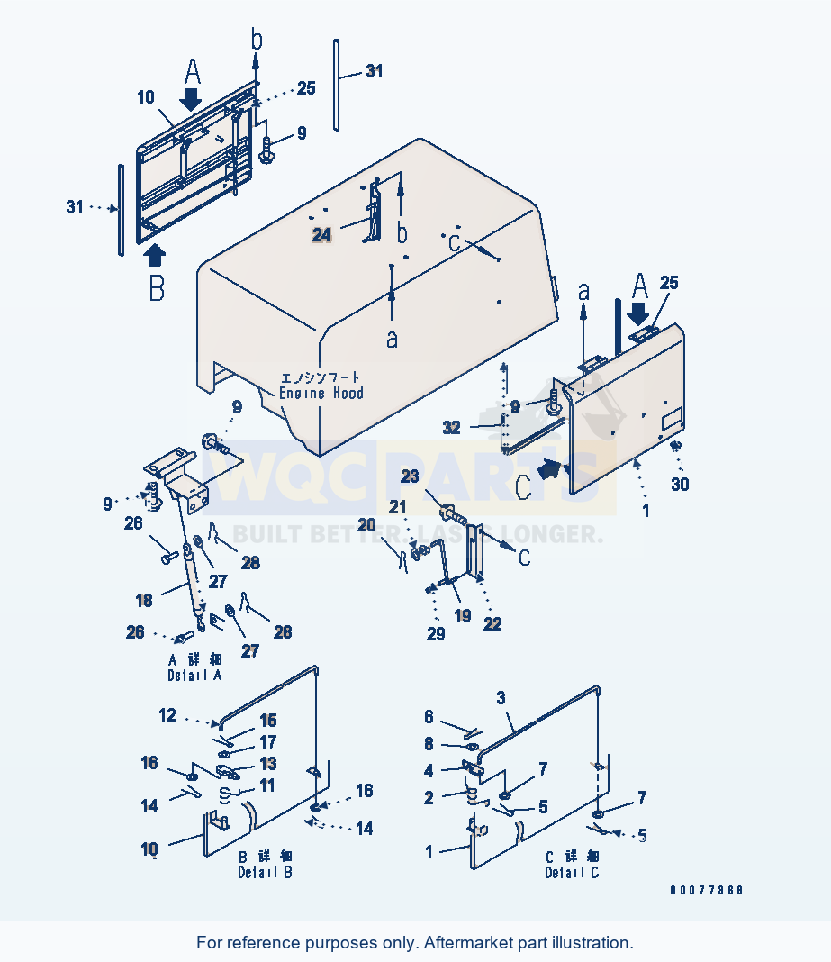 Komatsu WA180PT-3MC Hood Door (Rear Full Fender) parts diagram