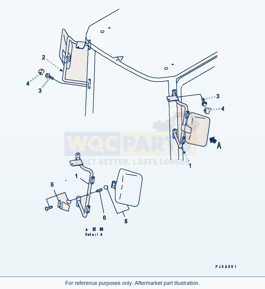 Komatsu WA180PT-3MC Mirror (For Cab) parts diagram