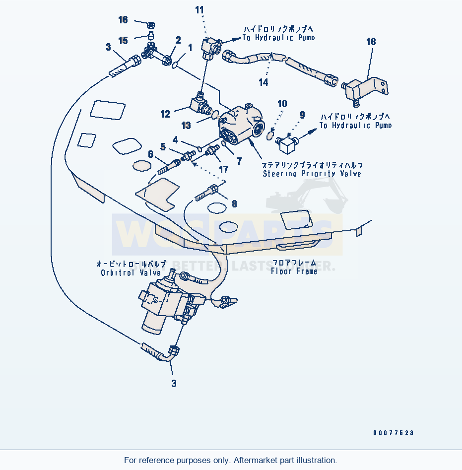 Komatsu WA180PT-3MC Steering Priority Valve (Piping) parts diagram