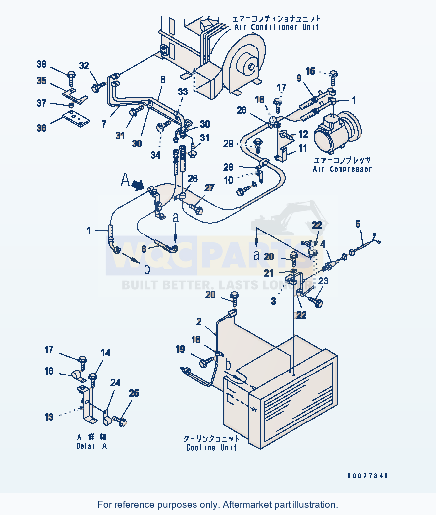 Komatsu WA180PT-3MC Air Conditioner (Air Compressor Piping) parts diagram
