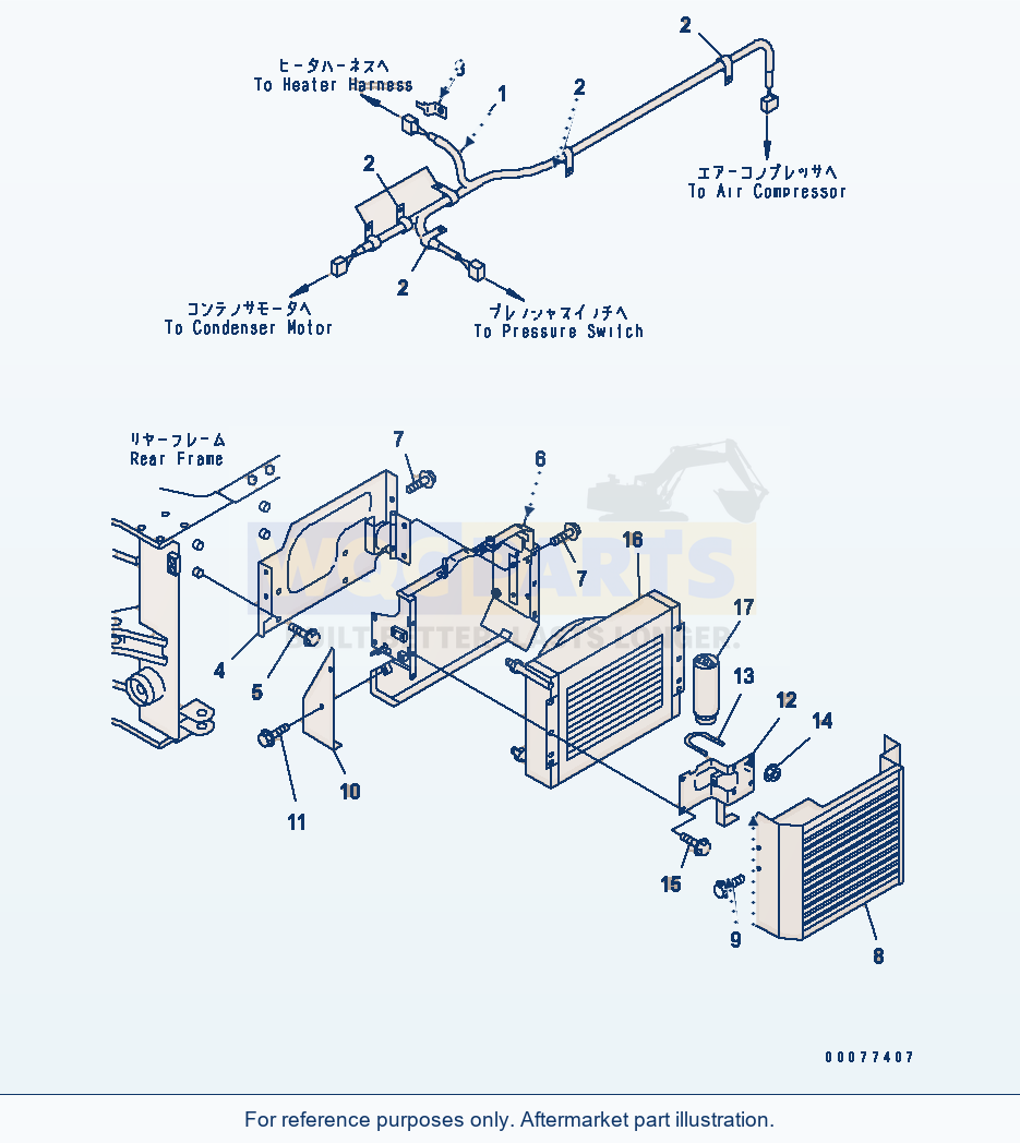 Komatsu WA180PT-3MC Air Conditioner (Condenser System) parts diagram