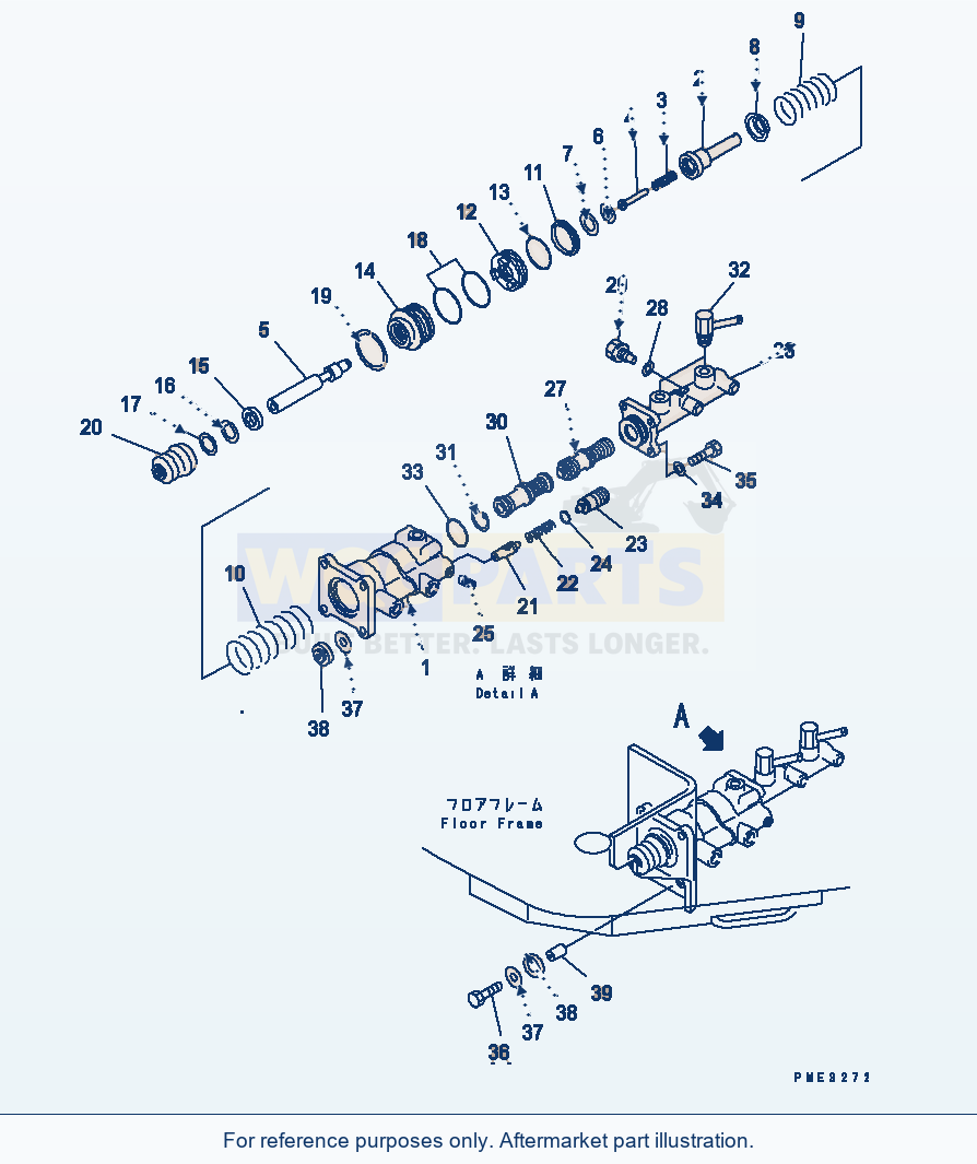 Komatsu WA180PT-3MC Brake Control (Brake Master Cylinder) parts diagram