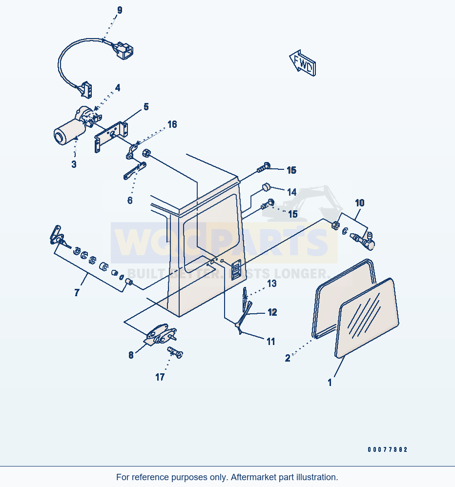 Komatsu WA180PT-3MC Operator'S Cab (Rear Glass And Rear Wiper) parts diagram