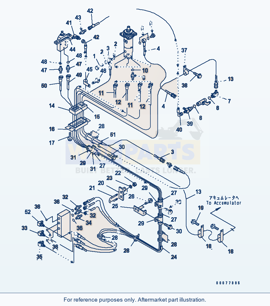 Komatsu WA180PT-3MC P.P.C. Piping (With Attachment) parts diagram