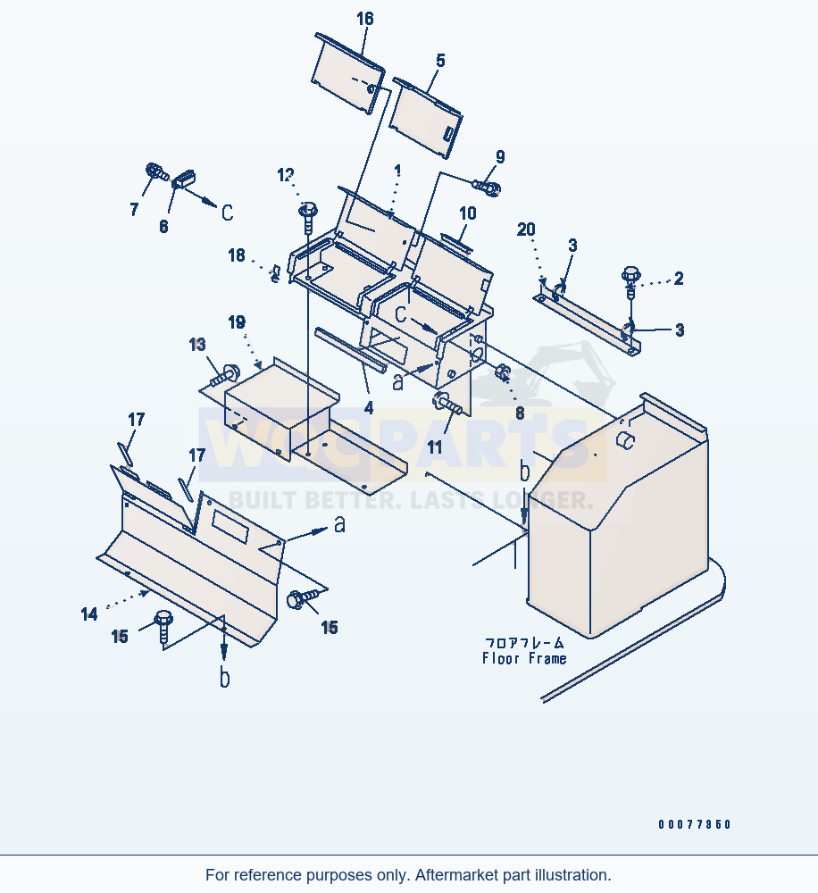 Komatsu WA180PT-3MC Rear Console Box (For Cab) parts diagram