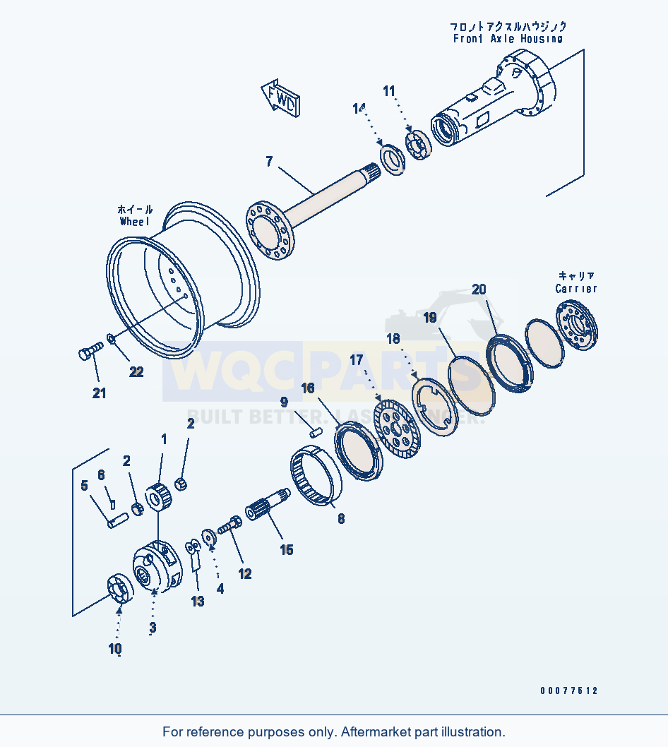 Komatsu WA180PT-3MC Front Axle (Final Drive) parts diagram
