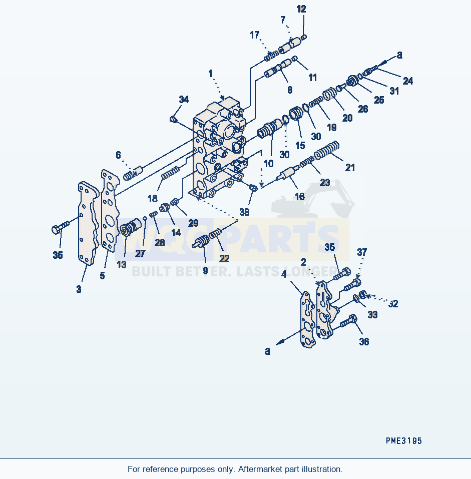 Komatsu WA180PT-3MC Transmission Control Valve (Upper Valve) parts diagram