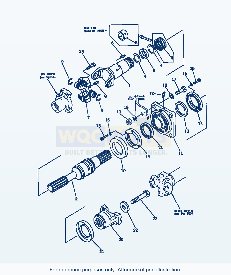 Komatsu WA200-1 Drive Shaft (Front) Serial 10001-UP parts diagram