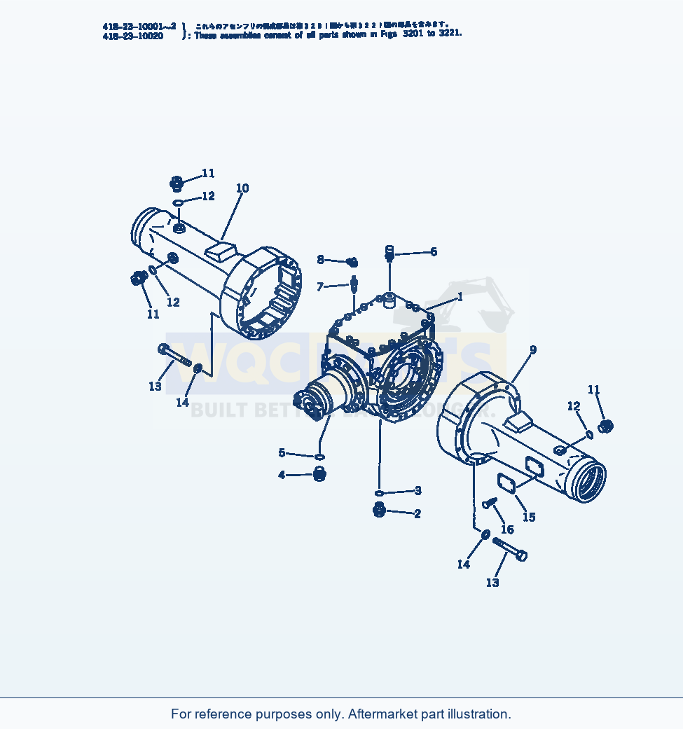 Komatsu WA200-1 Rear Axle Housing Serial 10001-UP parts diagram