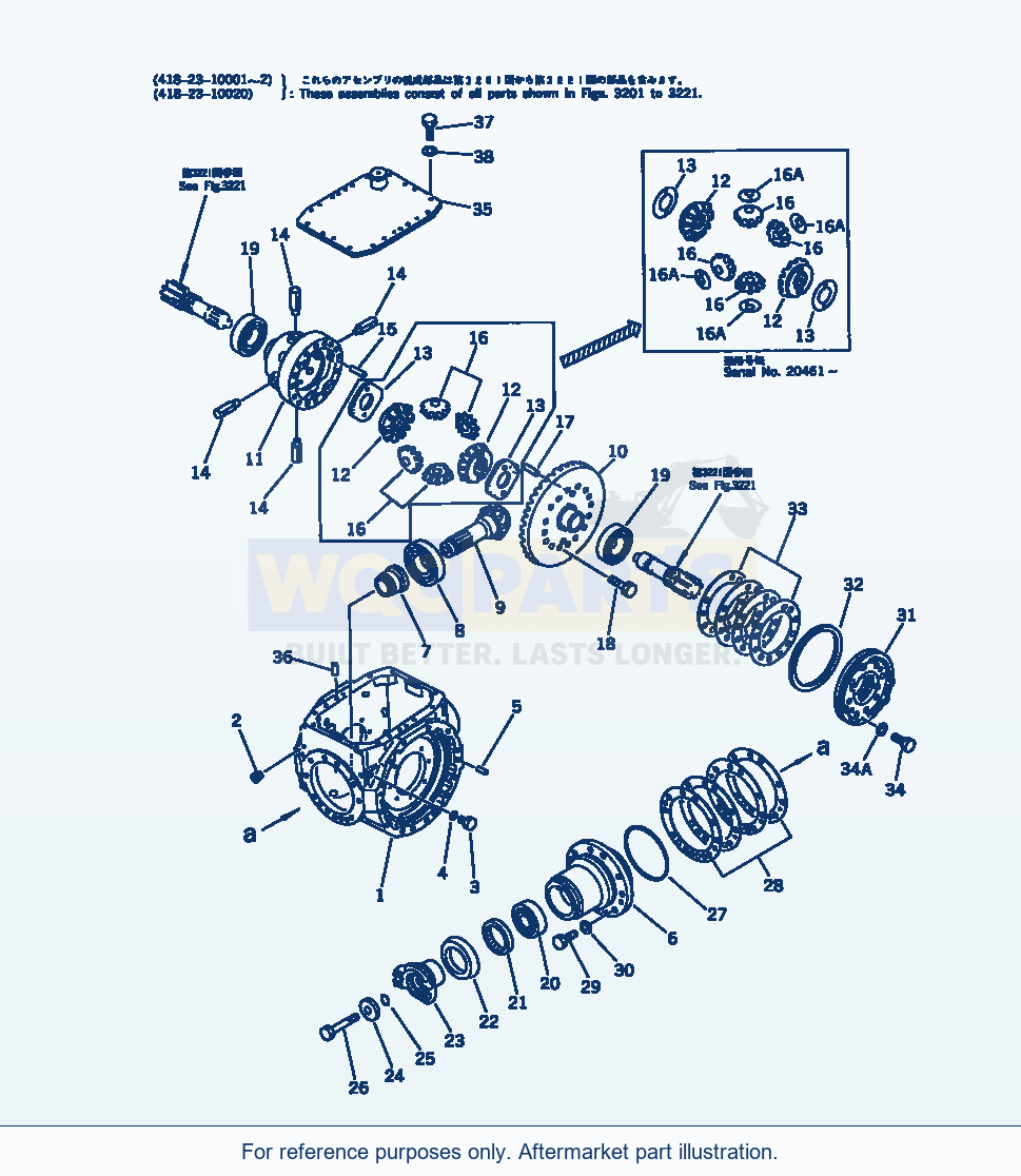 Komatsu WA200-1 Rear Differential Serial 10001-UP parts diagram