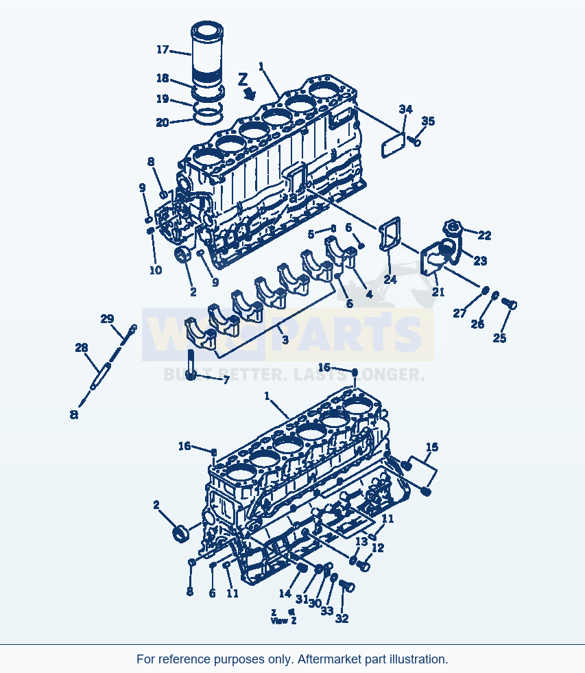Komatsu WA200-1 Cylinder Block(#86387-) parts diagram